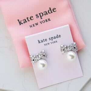 Kate Spade Happily Ever After Bow Pearl Statement Stud Earrings
